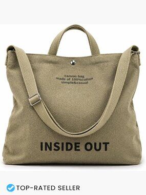 Large Canvas Tote Bag Adjustable Strap Roomy Everyday Handbag Cotton Shopper